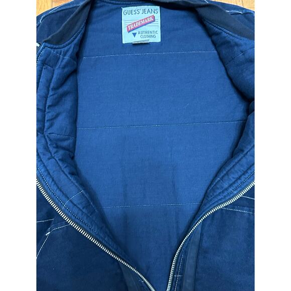 Vintage Guess Jeans Quilted Denim Vest XL Blue - Picture 3 of 7